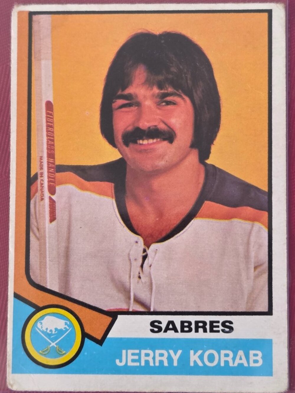 RARE, VINTAGE, 1974 OPEE CHEE, JERRY KORAB, BUFFALO SABRES HOCKEY CARD!!!